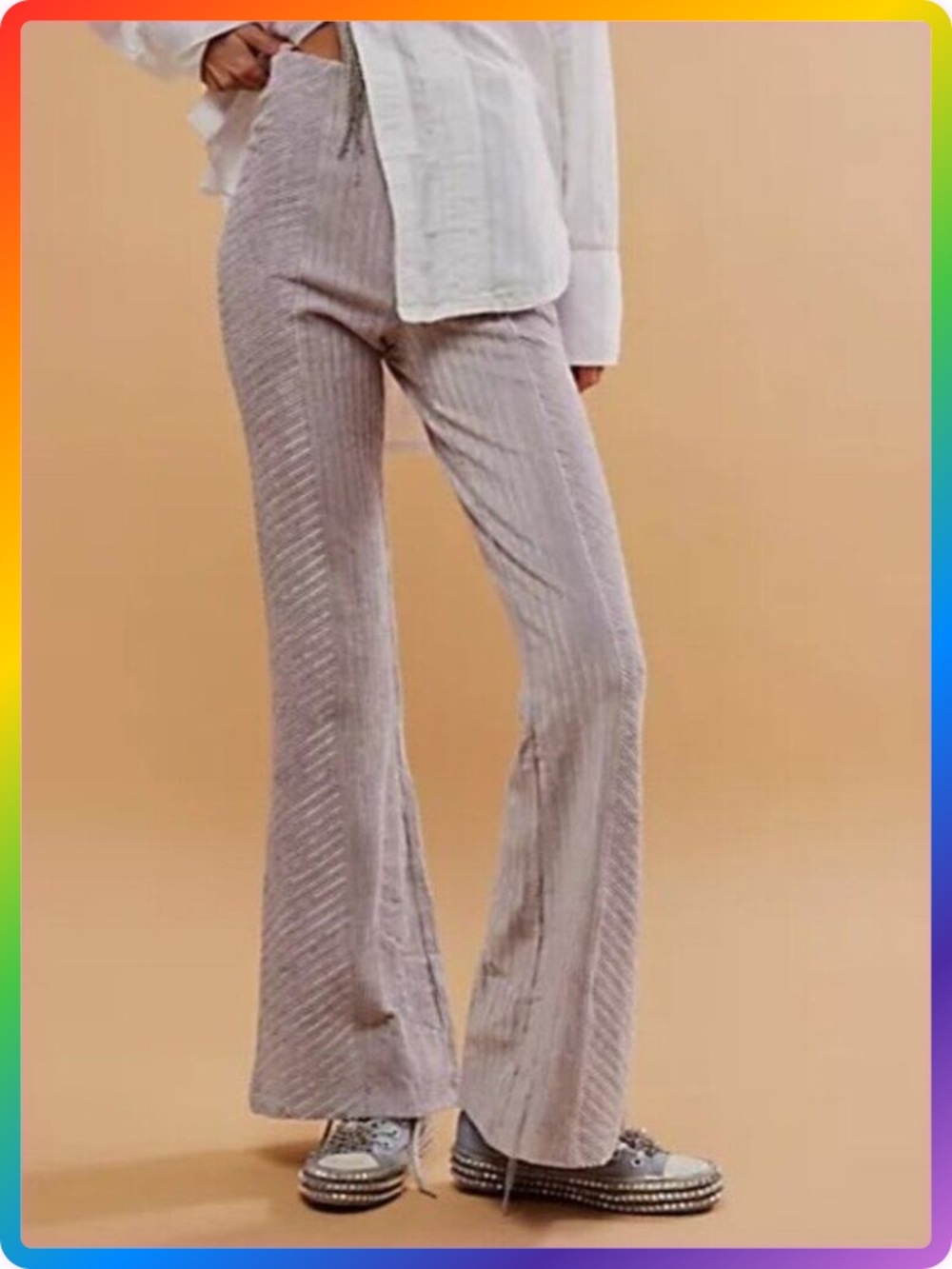 Free People Slim Pull-On Velvet Flare Pants SIZE S Lavender High Rise NWT